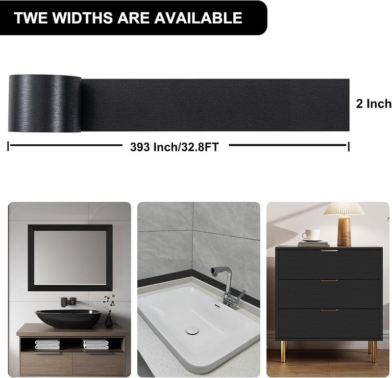Alened Black Mirror Frame Border Peel and Stick Wallpaper, Mirror Tape Border Trim Removable Waterproor Wall Decor, Self Adhesive Bathroom Sticker 2" x 393" - Image 3